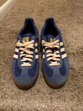 adidas Blue Suede Sneakers with Cream Stripes